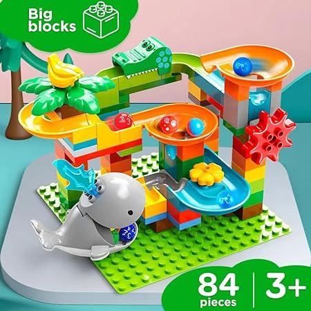 Marble Run Whale Slide 84 Big Blocks Building Set