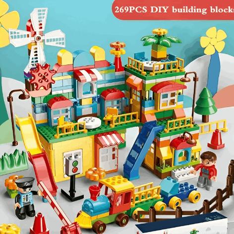 CITY, MILL & TRAIN Educational Building Set - 269 Pieces