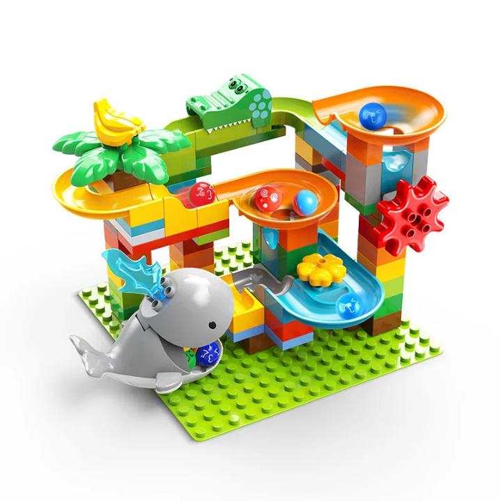 Marble Run Whale Slide 84 Big Blocks Building Set