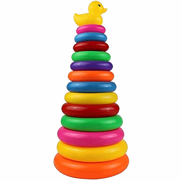 Colorful Ring Stack Toy with Duck Topper