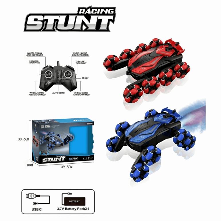 سپرے اور ایل ای ڈی لائٹس کے ساتھ 360° ڈرفٹ آر سی اسٹنٹ ٹرک
